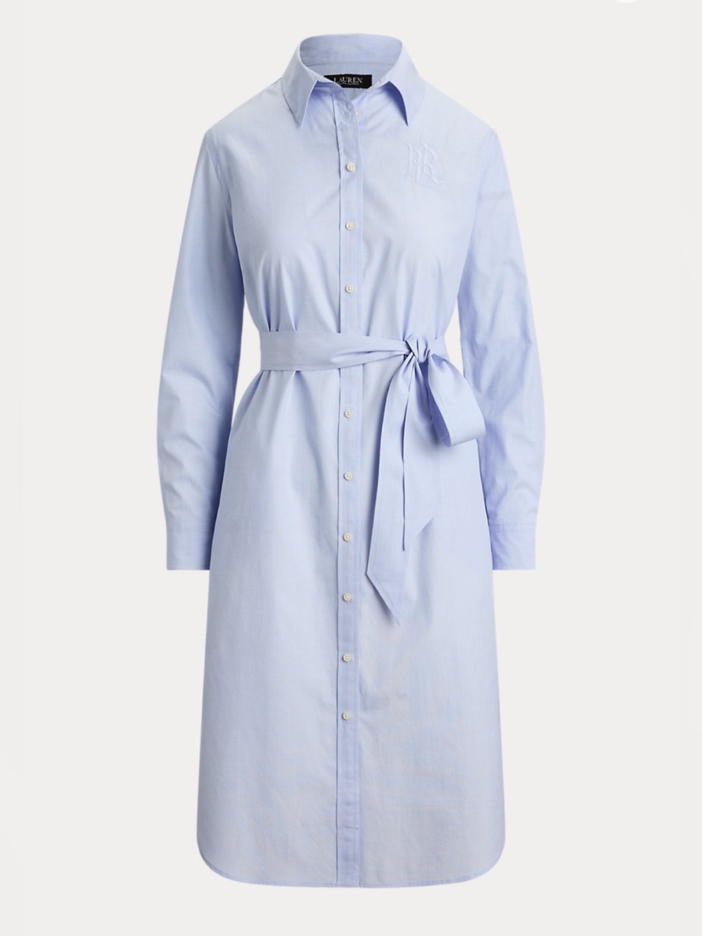 Ralph Lauren Logo End-on-End Cotton Shirtdress 12 Light Blue NWT Midi Maxi Dress